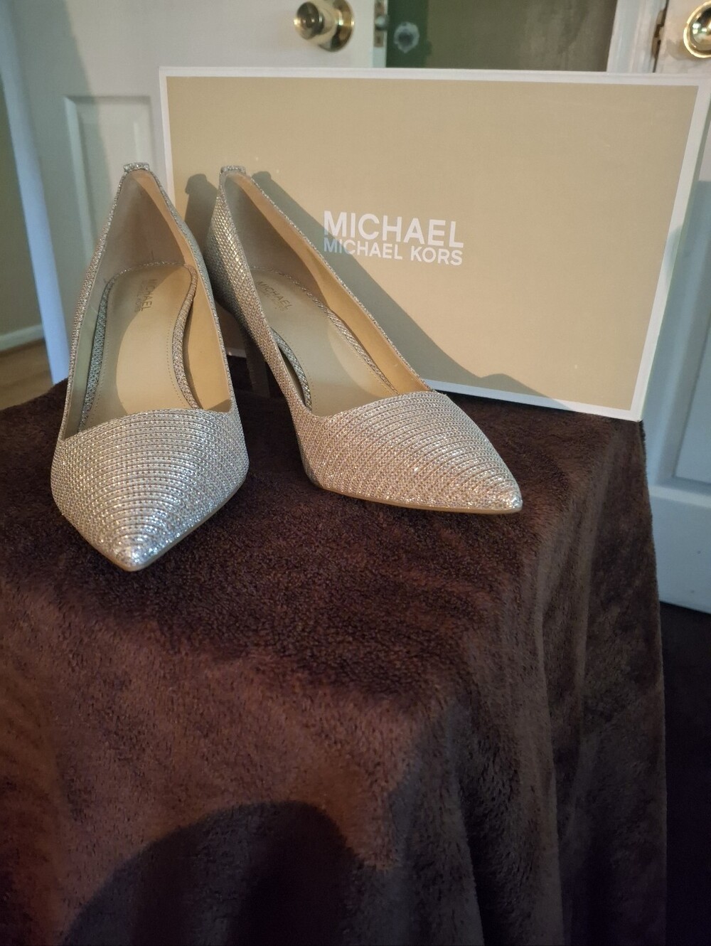 Michael Kors Glitter Pointed-Toe Pumps - Gold